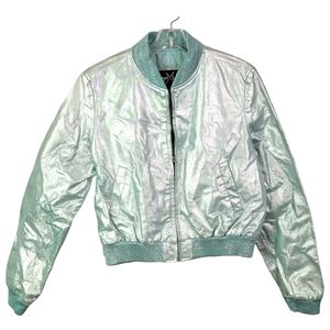 Wilson's Leather Maxima Vintage 90's Mint Green Shimmery Jacket Women's XL
